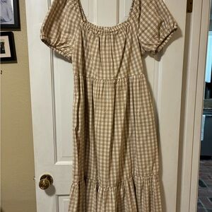 J. Crew Beige and White Striped Dress